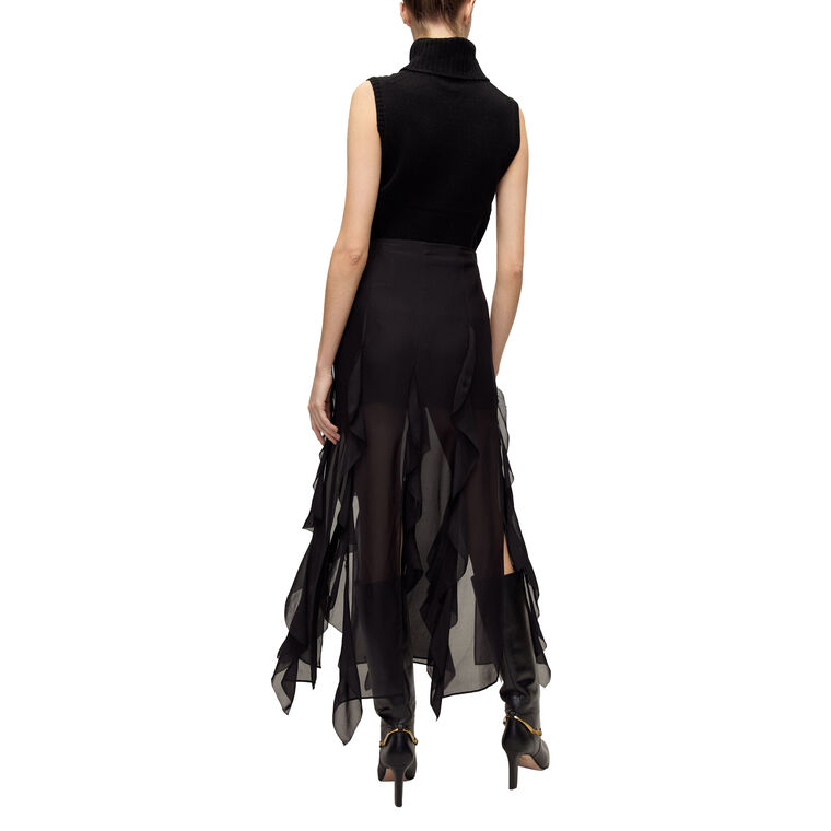 Ava Handkerchief-Hem Silk Maxi Skirt image number null