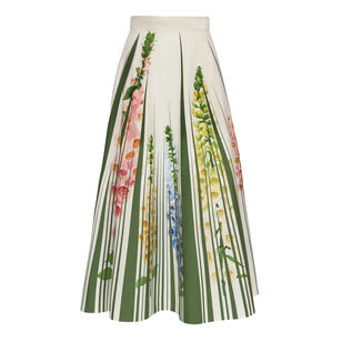 Foxglove Trompe L'oeil Cotton Poplin Midi Skirt