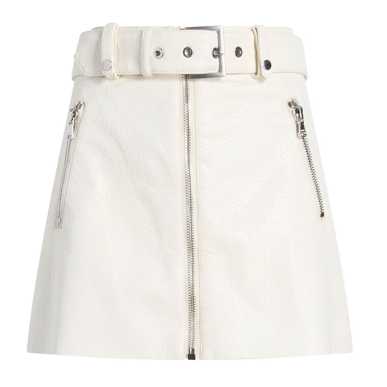 Saffira Zip-Front Faux Leather Mini Skirt image number null