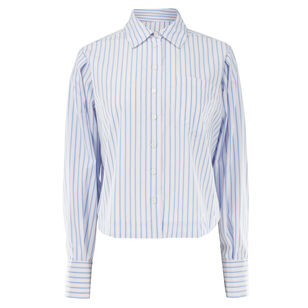 Estrella Striped Cropped Button Up