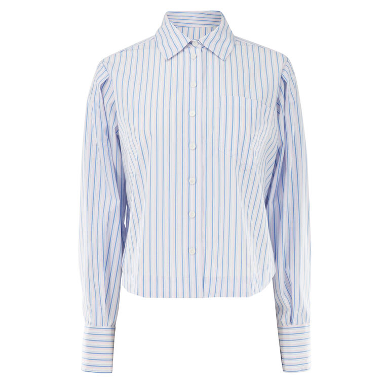 Estrella Striped Cropped Button Up image number null