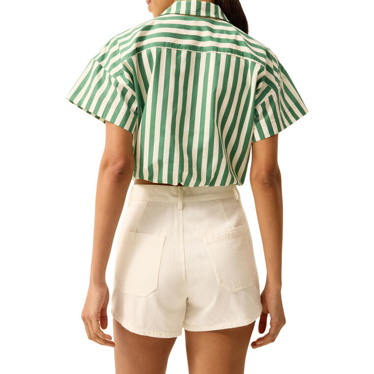 Sierra Short Sleeve Cropped Button-Up Top image number null