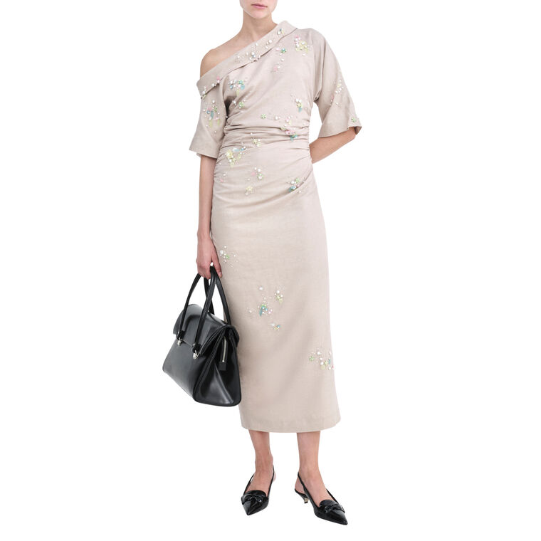 Bowery Embroidered Off-The-Shoulder Midi Dress image number null