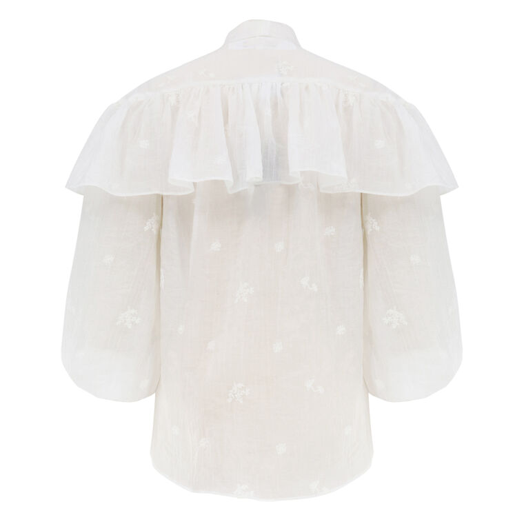 Marilou Long Sleeve Tie-Neck Ruffle Shirt image number null