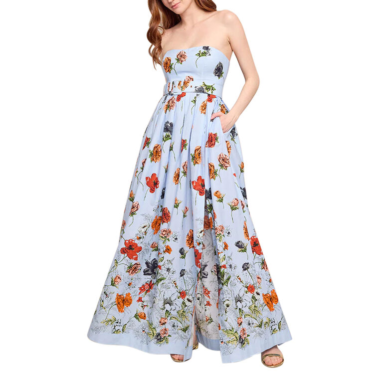 Greenfield Strapless Belted Maxi Dress image number null