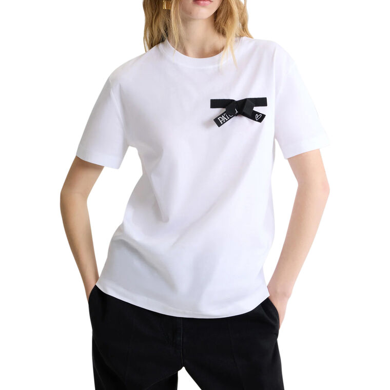 Short Sleeve Organic Cotton Bow Detail T-Shirt image number null
