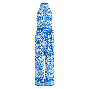 Alara Linen Wide Leg Cropped Halterneck Jumpsuit