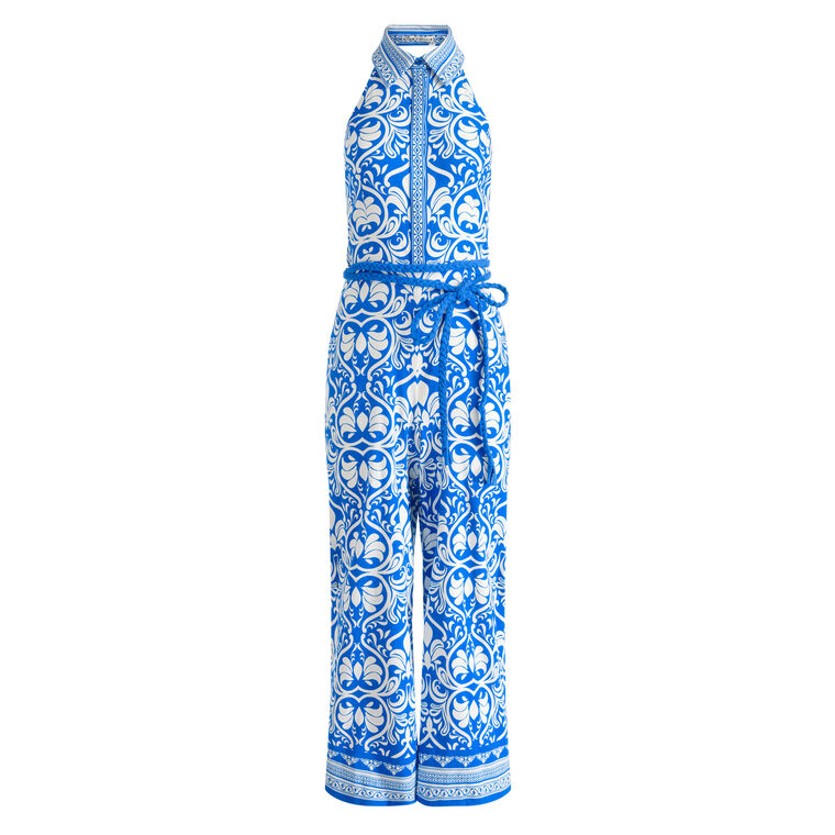 Alara Linen Wide Leg Cropped Halterneck Jumpsuit image number null
