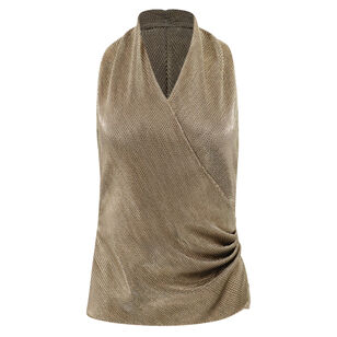 Metallic Mesh Wrap Top