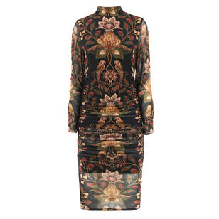 Berry Garden Black Tulle Midi Dress