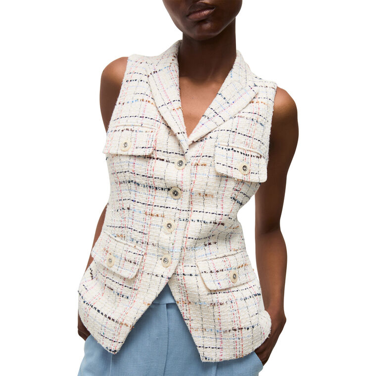 Benny Tweed Button-Front Vest image number null