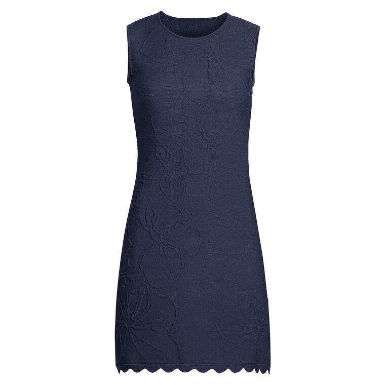 Embossed Cherry Blossom Knit Dress image number null