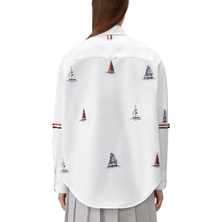 Long Sleeve Supersized Point Collar Shirt image number null