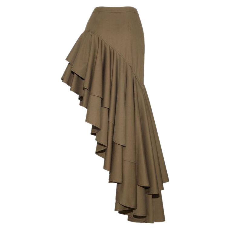 Cortes Asymmetrical Ruffle Maxi Skirt In Cotton Twill image number null