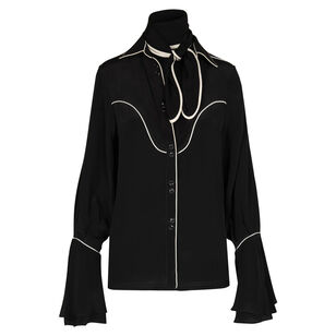 Black High Tides Silk Shirt
