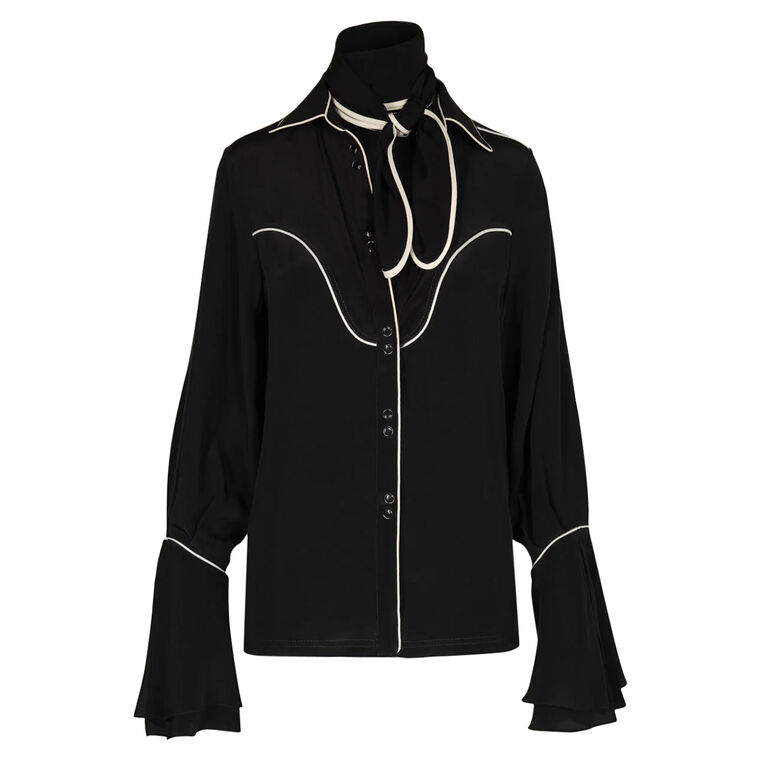 Black High Tides Silk Shirt image number null