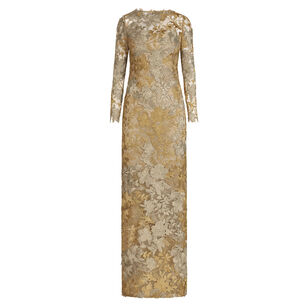 Hibiscus Metallic Guipure Gown