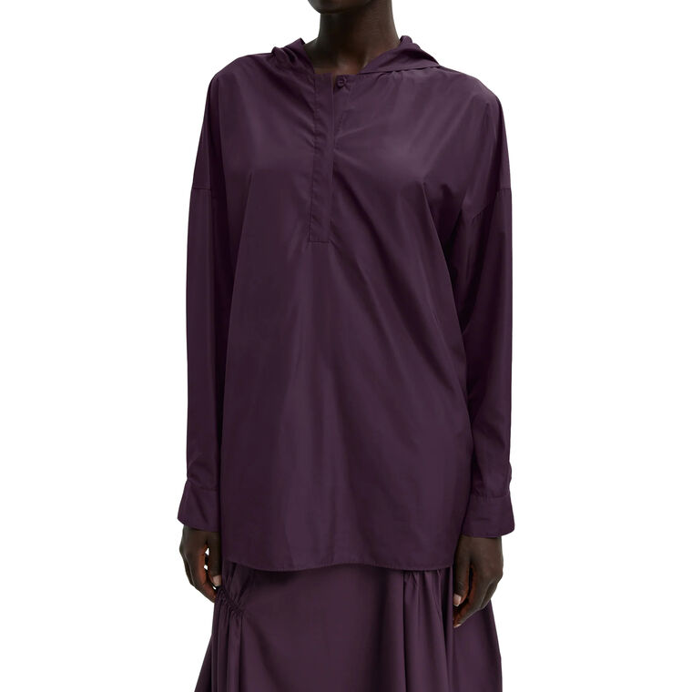 Shirred Nylon Hoodie With Cocoon Back image number null