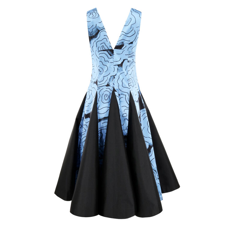 Classic Godet Rose Print Sleeveless Midi Dress image number null