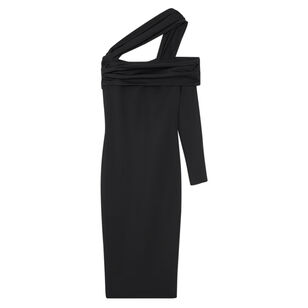 One-Shoulder Gathered Midi Dress
