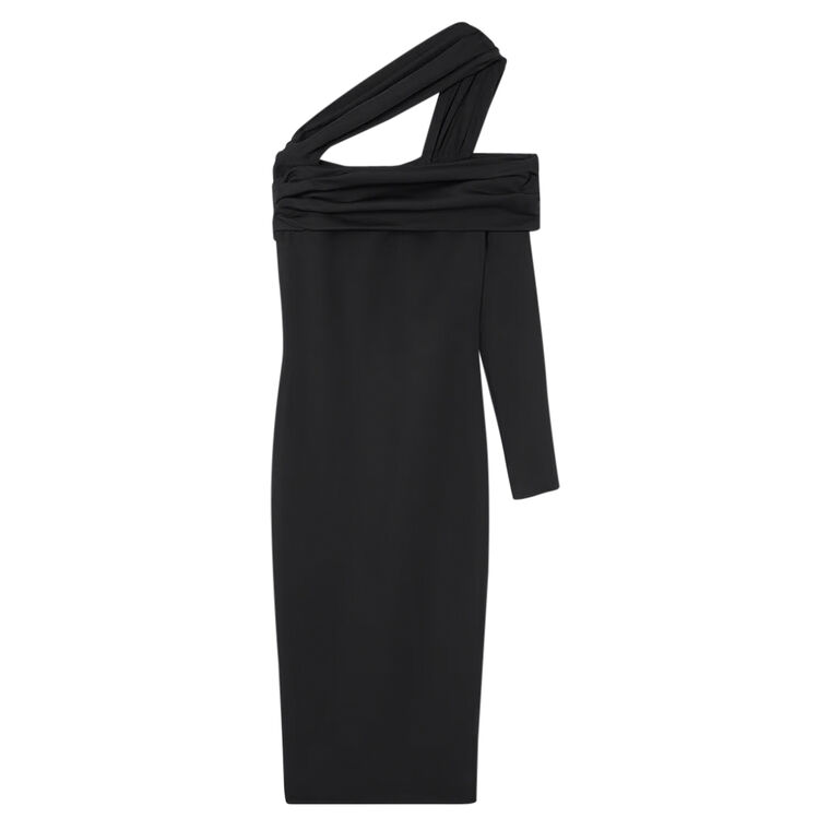 One-Shoulder Gathered Midi Dress image number null