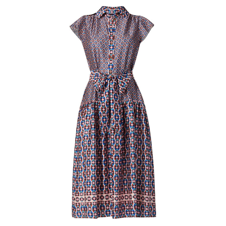 Kennedy Short Sleeve Midi Dress With Tie Belt image number null