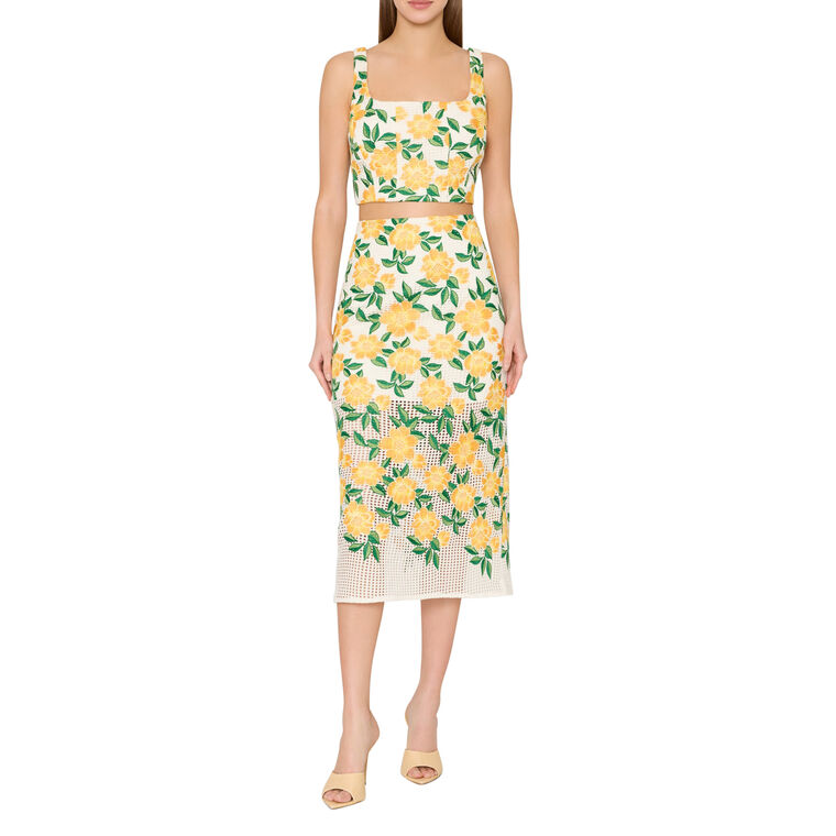 Mel Sleeveless Floral Embroidered Crop Top image number null