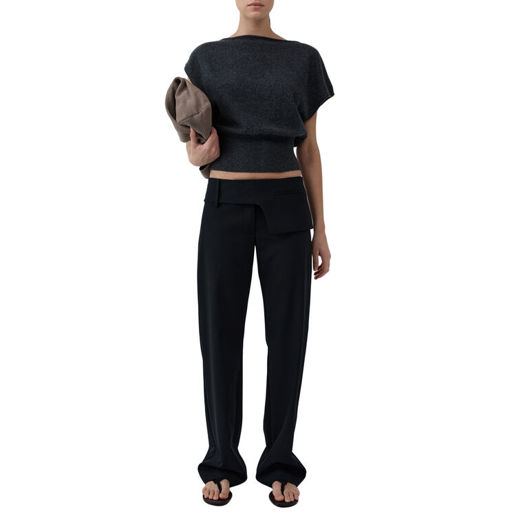 Mid-Rise Straight-Leg Belt Detail Pants image number null