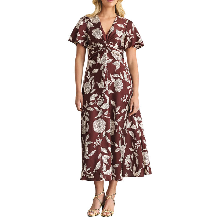 Daphne Short Sleeve V-Neck Midi Dress image number null