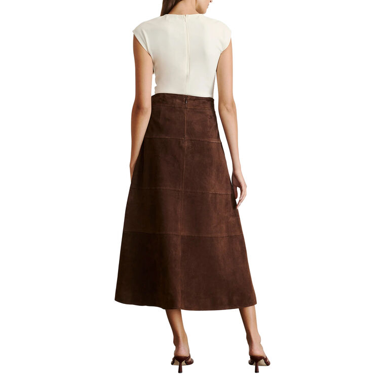 Hudson Suede Midi Skirt With Front Slit image number null