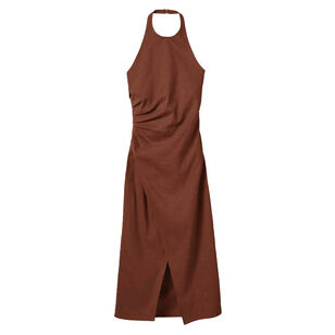 Sylvie Sleeveless Halterneck Linen Midi Dress