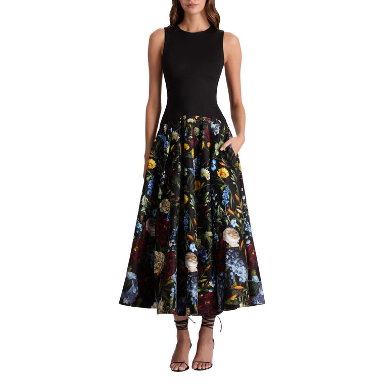 Adley Drop Waist Sleeveless Floral Midi Dress image number null