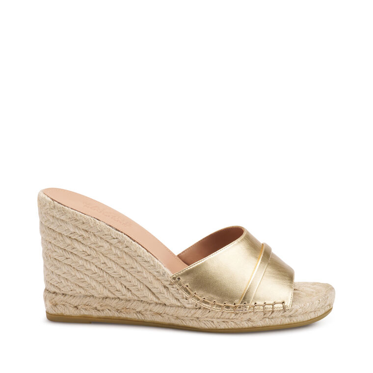 Soleil Metallic Nappa Raffia Wedge Sandals image number null