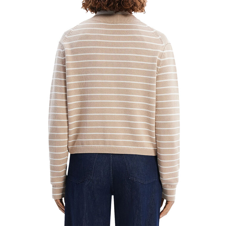 Waverly Cotton Stripe Cropped V-Neck Sweater image number null