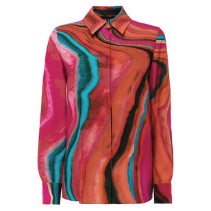 Classic Crepe Satin Printed Shirt With Crease Detail