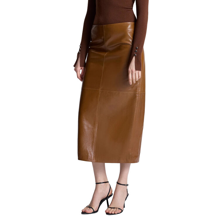 Marta Glossy Leather Midi Skirt image number null