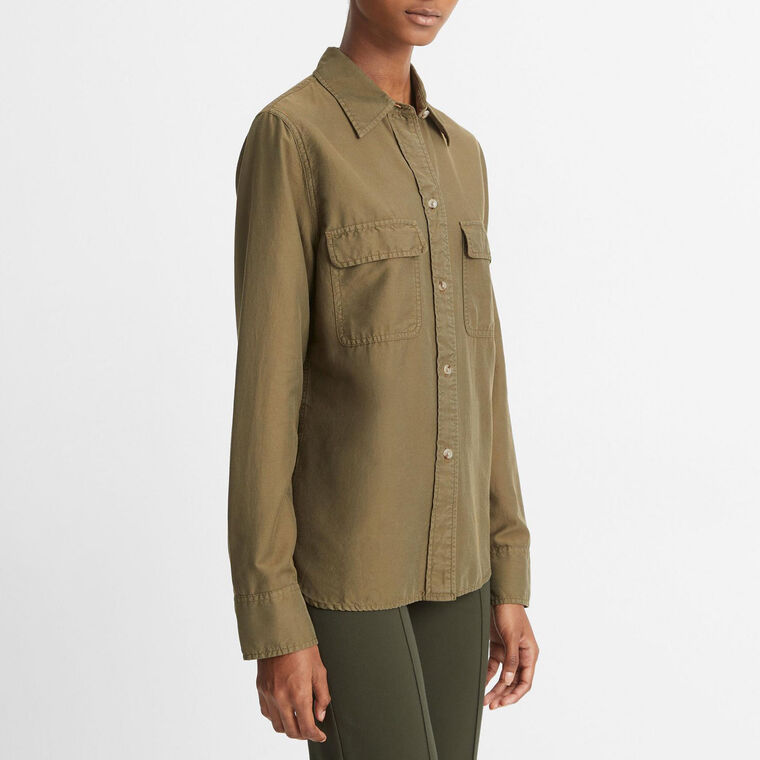 Cotton-Silk Utility Long-Sleeve Shirt image number null