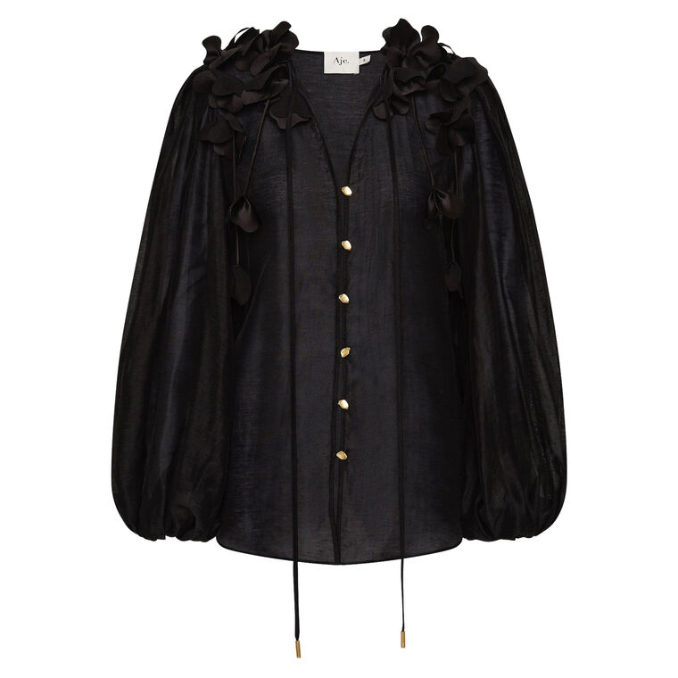 Camille Long Sleeve Flower Blouse image number null