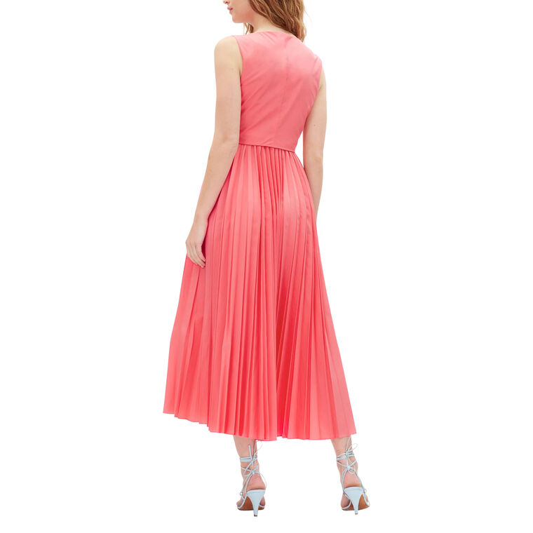 Erica Sleeveless Cotton Poplin Pleated Midi Dress image number null