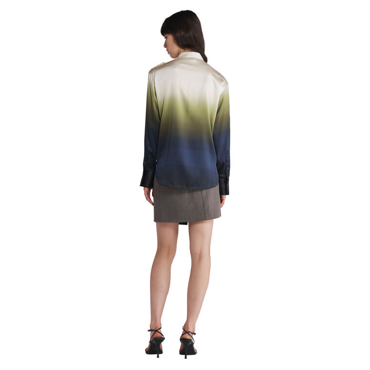 Ombre Epaulette Buttoned Silk Shirt image number null