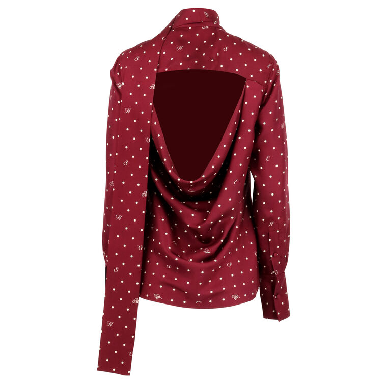 Tie Neck Cowl Back Blouse image number null