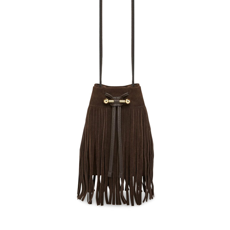 Osette Midi Suede Pouch With Fringe image number null