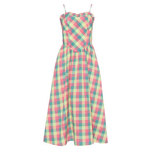 Corey Gingham Convertible Bustier Midi Dress