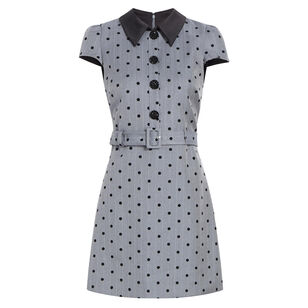 Poppette Contrast Collar Polka Dot Mini Dress