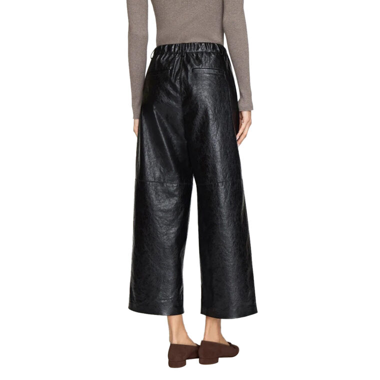 The Teo Metallic Vegan Leather Cropped Wide-Leg Pant image number null