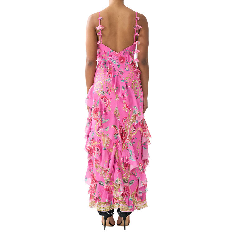 Sleeveless Asymmetrical Ruffle Maxi Slip Dress image number null