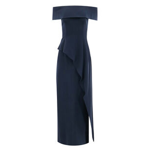 Matte Crepe Peplum Gown