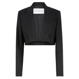 Cropped Blazer In Wool Gabardine