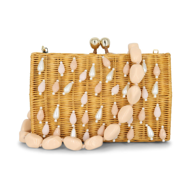 Corina Rain Mother-of-Pearl Wicker Handbag image number null