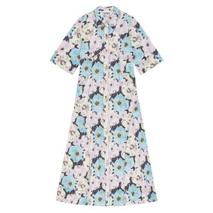 Floral Printed Cotton Shirt Dress